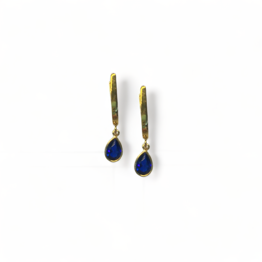 Vernus | Tear Earrings | Blue Cz | Gold Plated 925 Silver