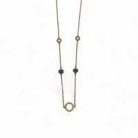 Vernus | Ponza Necklace | Turquoise Cz & White Cz | Gold Plated 925 Silver