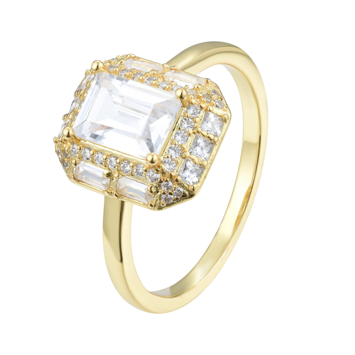 Ferentina | Brownie Ring | 925 Silver | White CZ | 18K Gold Plated