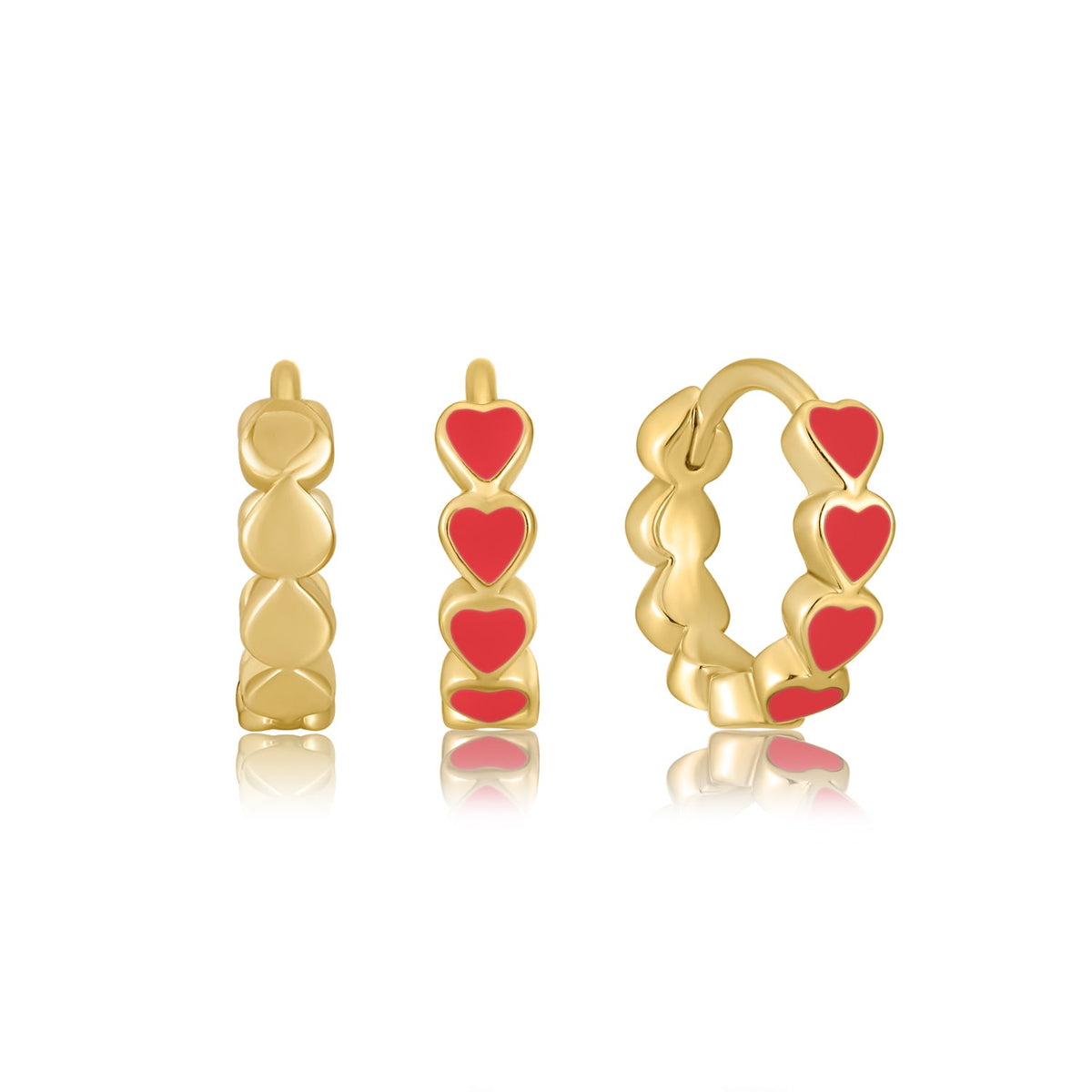 Happy Kids II | Nectarine Single Earring | Red Enamel | 14K Gold Plated 925 Silver