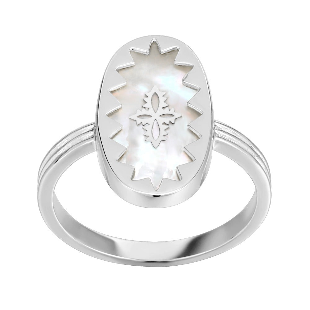 Spirito Rosa x Queen Dina Fall | Thalassa Ring | 925 Silver | Mother of Pearl | White Rhodium Plated