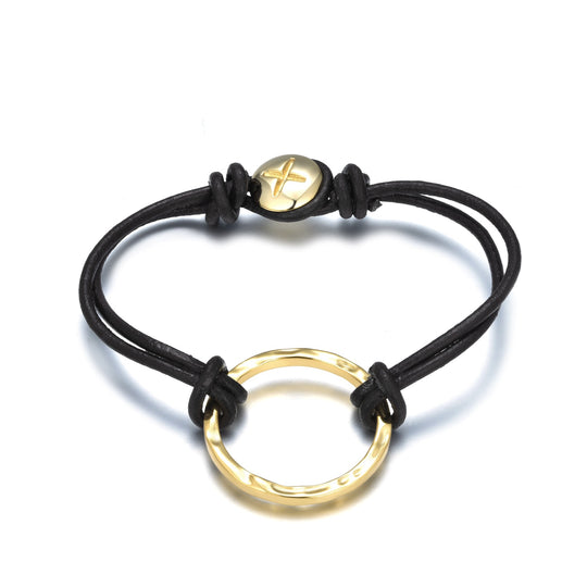 AEON II | Austin Bracelet | Brown Cord & 18K Gold Plated 925 Silver
