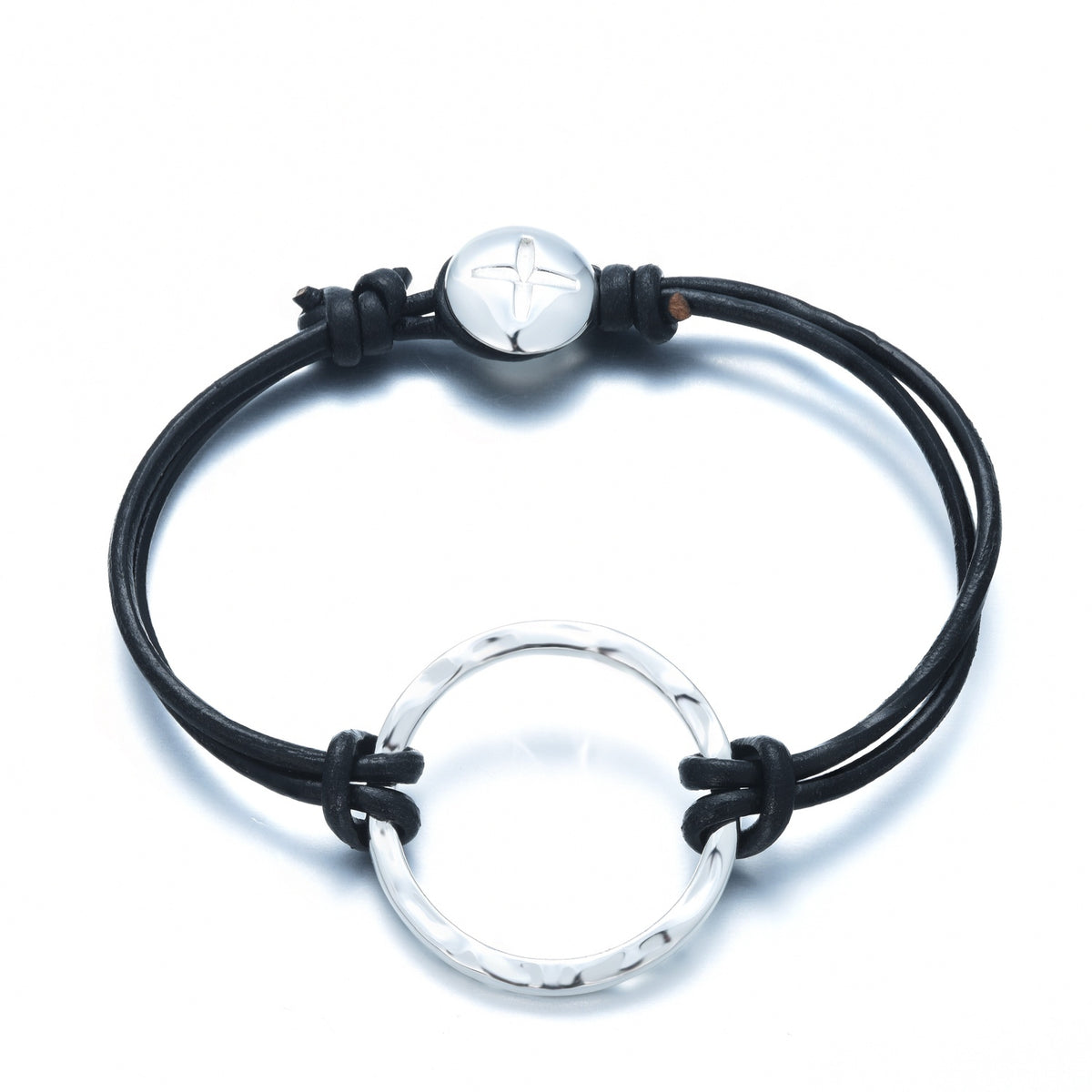 AEON II | Dallas Bracelet | Black Cord &amp; Rhodium Plated 925 Silver