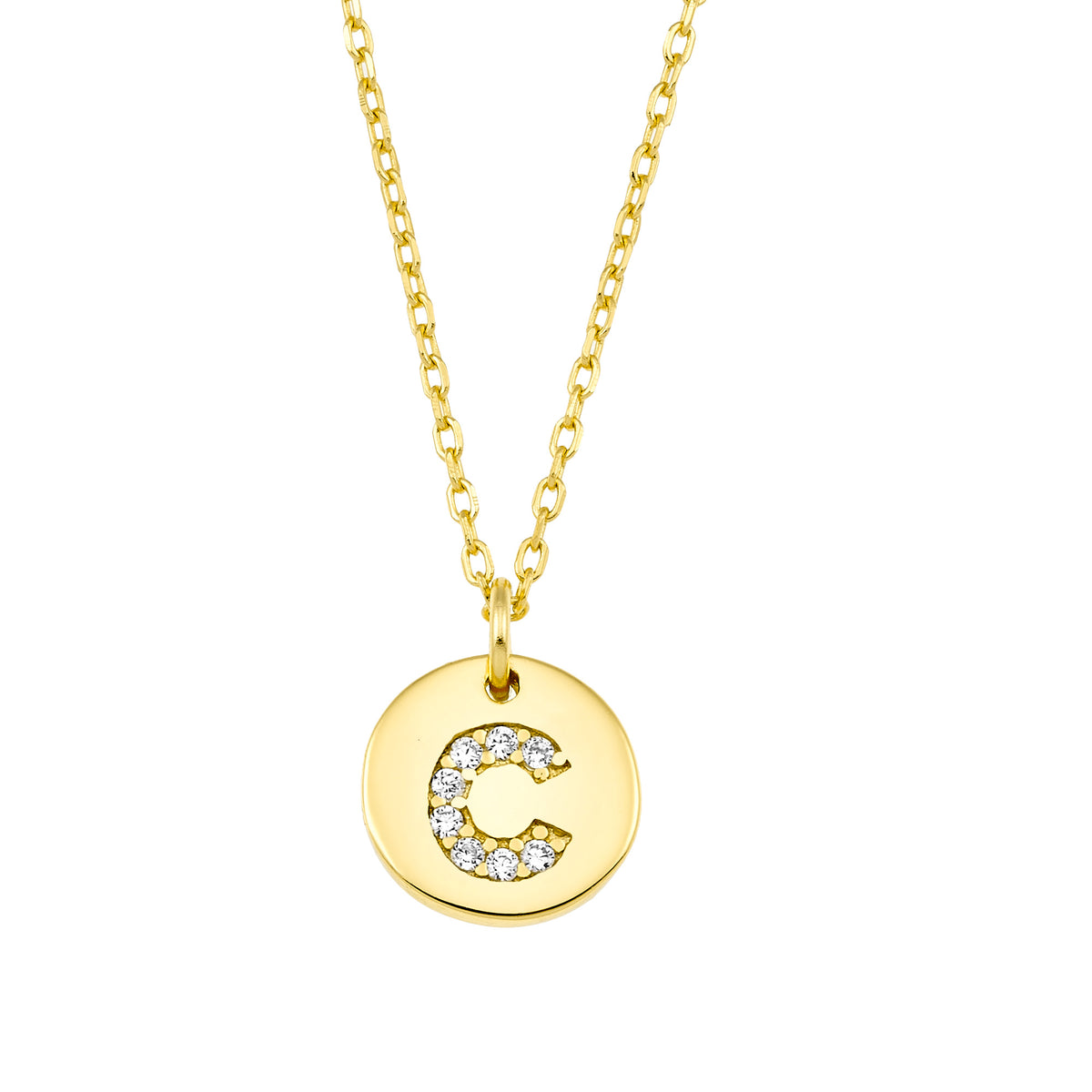 Magna | C Letter Necklace | White CZ | 18K Gold Plated 925 Silver
