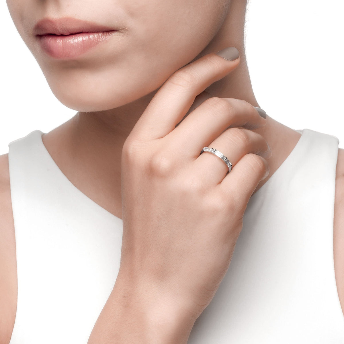 Ferentina | Dulce de leche Ring | 925 Silver | White CZ | Rhodium Plated