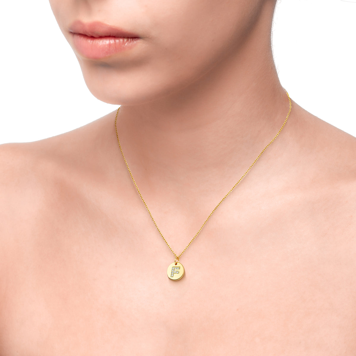 Magna | F Letter Necklace | White CZ | 18K Gold Plated 925 Silver