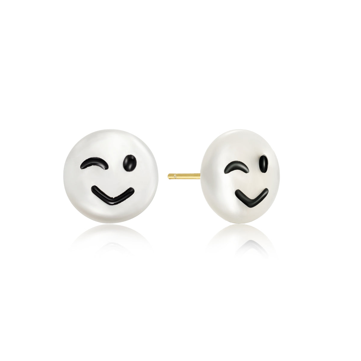 Happy Kids | Wink Single Stud | White Mother of Pearl | 14K Gold Plated 925 Silver