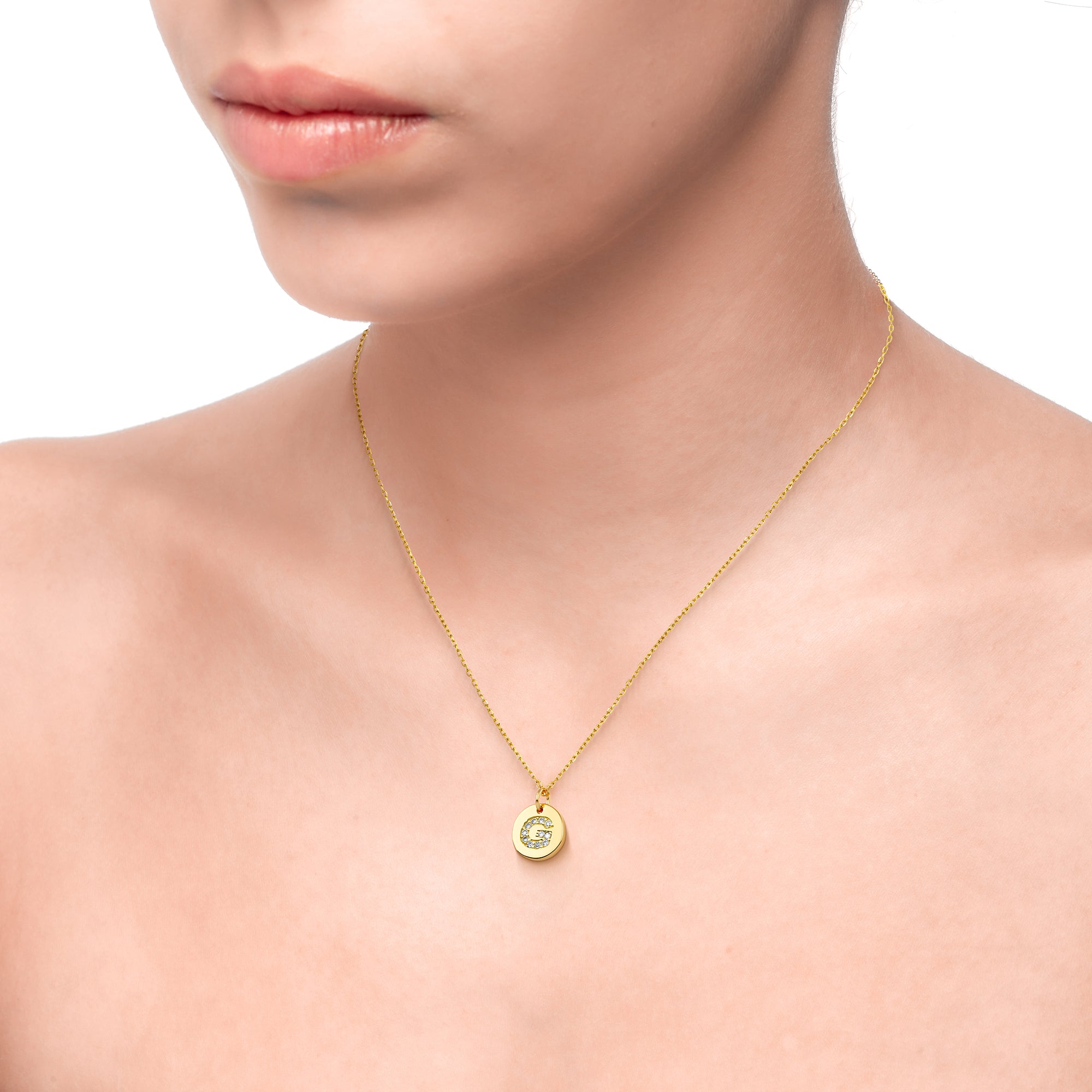 Magna | G Letter Necklace | White CZ | 18K Gold Plated 925 Silver