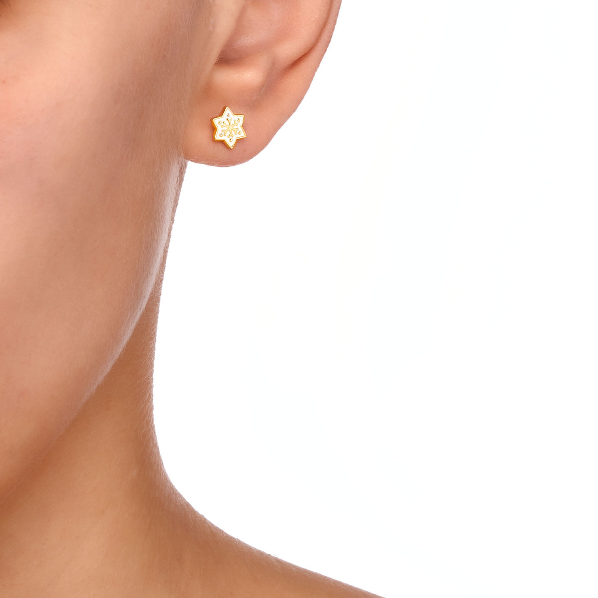 Mellonia | Mangrove Studs | White Enamel | Gold Plated 925 Silver