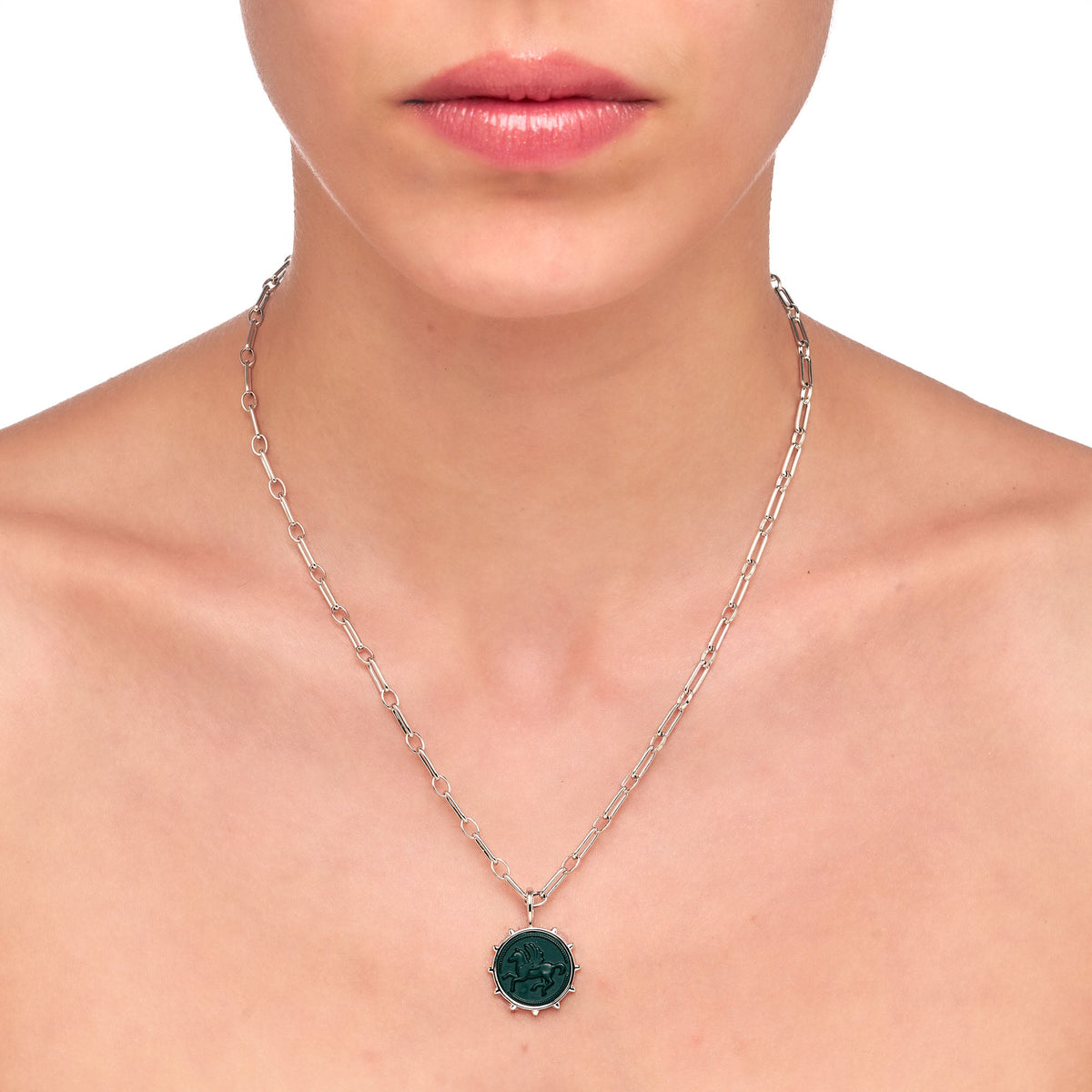 Lucina | Grapefruit Necklace | Black Turquoise | Rhodium Plated Brass