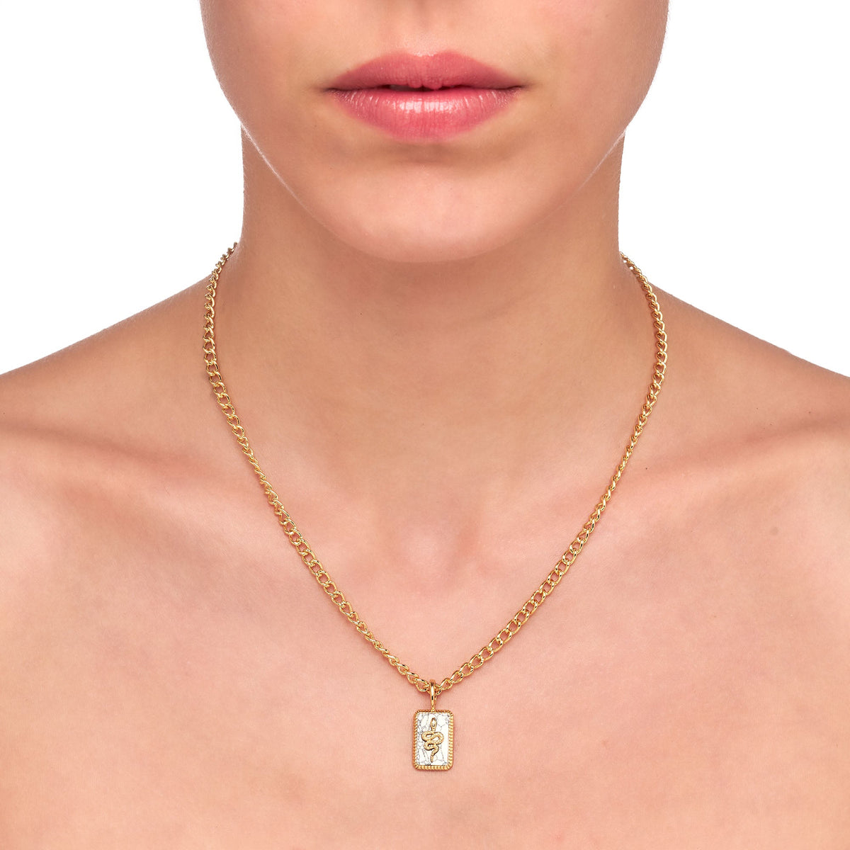 Lucina | Guava Necklace | White Turquoise | 14K Gold Plated Brass