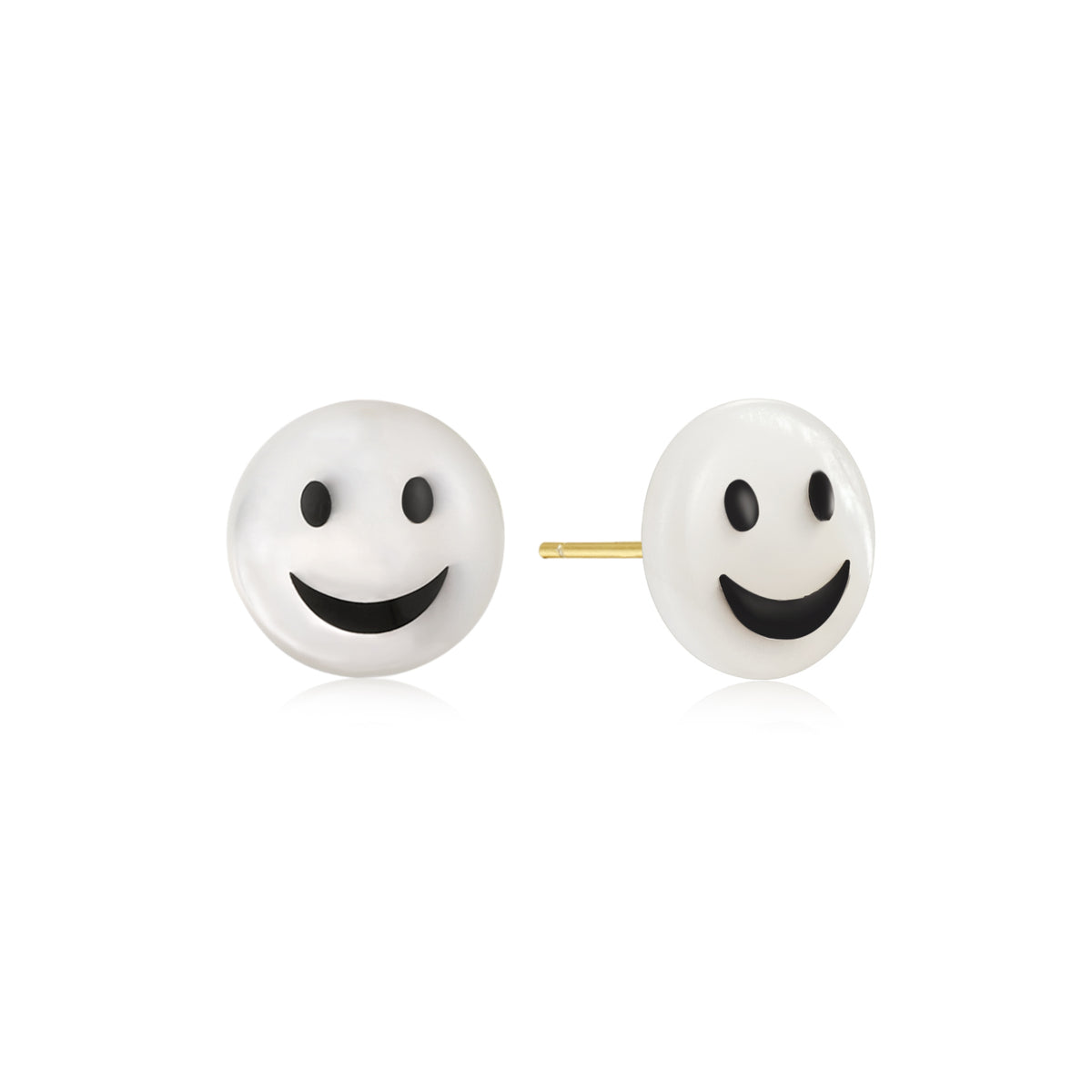 Happy Kids | Laugh Single Stud | White Mother of Pearl | 14K Gold Plated 925 Silver