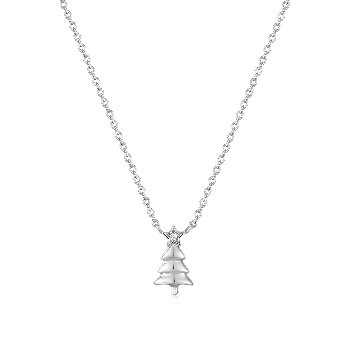 Mellonia | Palm Necklace | White CZ | White Rhodium Plated 925 Silver