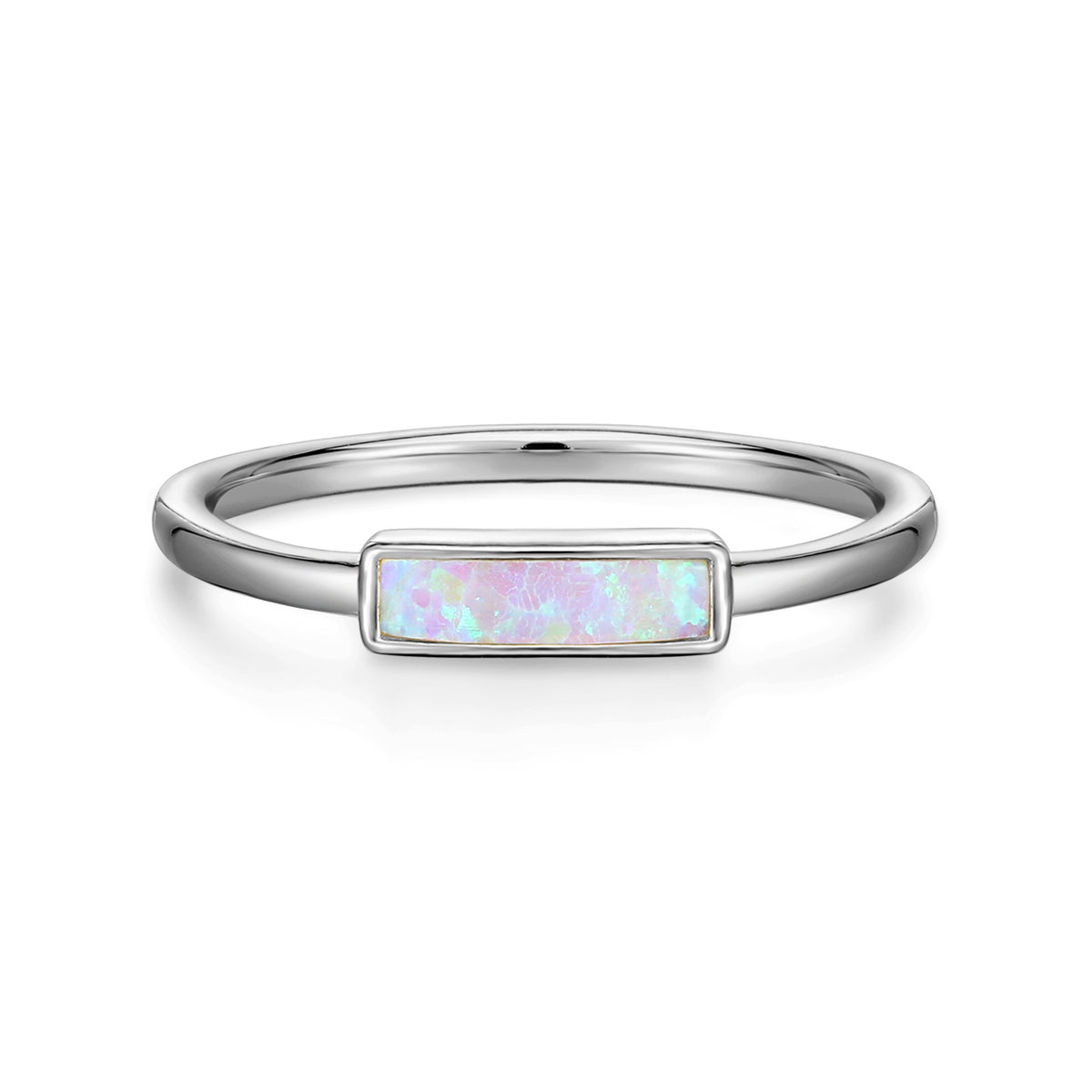 Mellonia | Yucca Ring | Opal | White Rhodium Plated 925 Silver