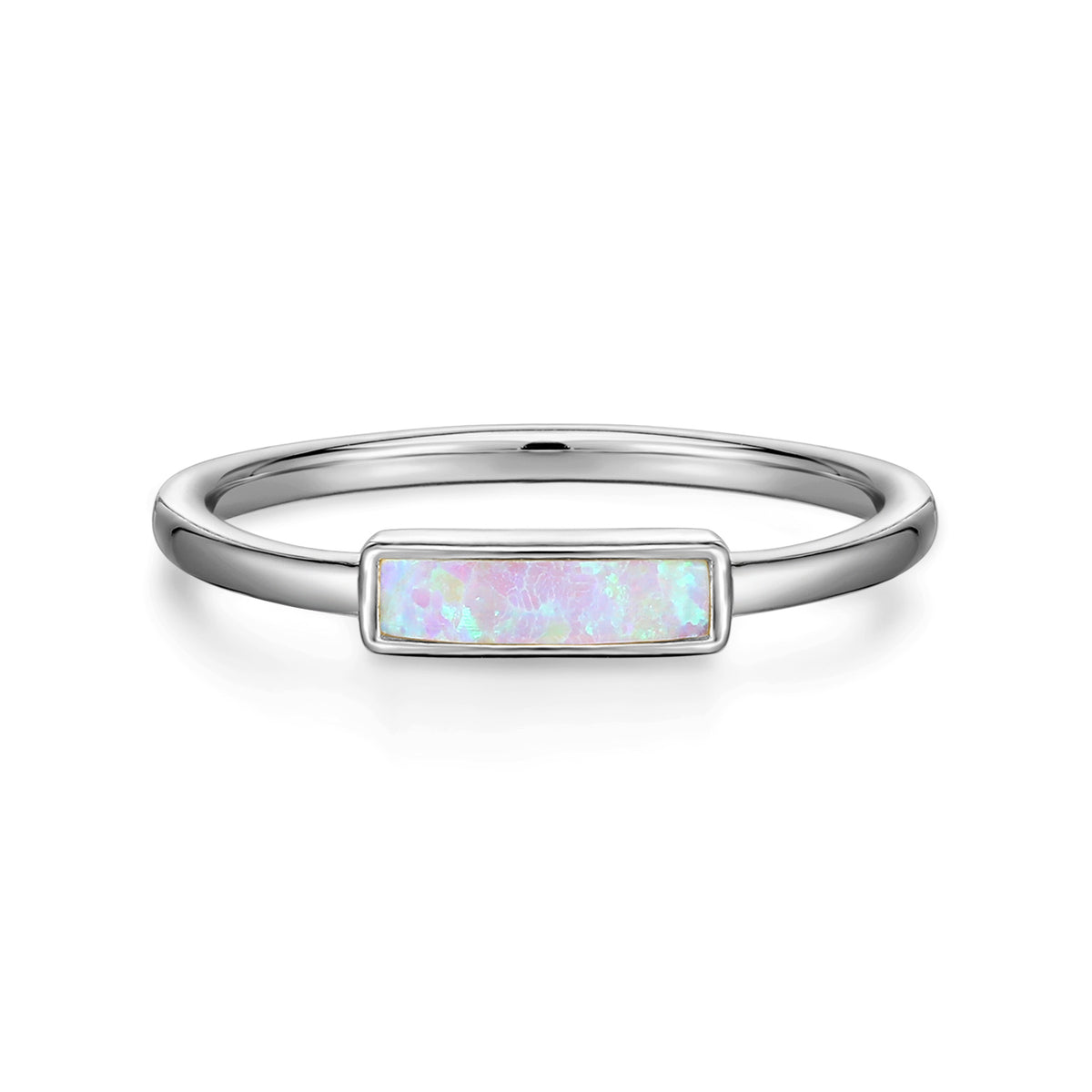 Mellonia | Yucca Ring | Opal | White Rhodium Plated 925 Silver