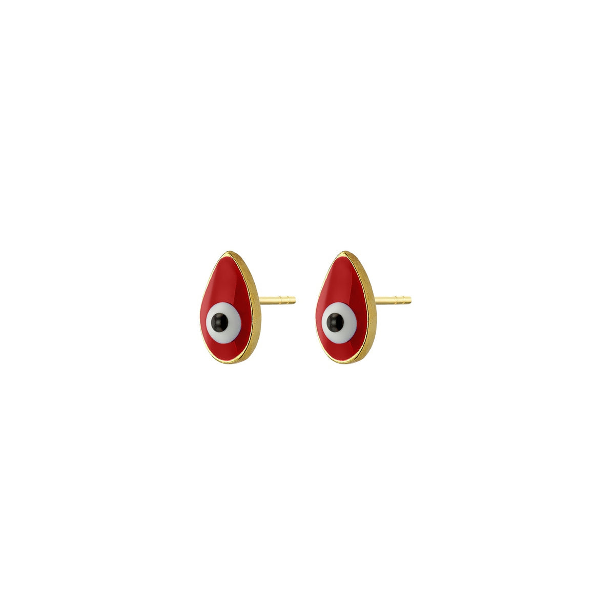 MATI | Drop Studs | Red Enamel | 18K Gold Plated 925 Silver