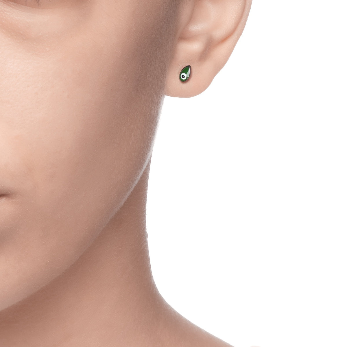 MATI | Drop Studs | Green Enamel | Black Rhodium Plated 925 Silver