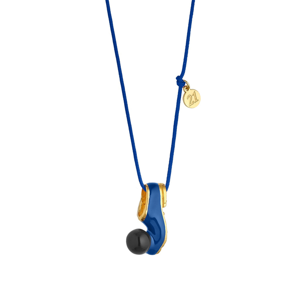 TSAROUHI | Blue Enamel | Blue Thread &amp; Gold Plated Brass