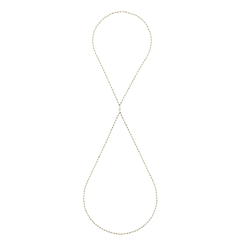 Corpus Extremis Body - Pyrite & White Pearl - Gold Plated Silver - Spirito Rosa | Βραβευμένα Κοσμήματα σε Απίστευτες Τιμές