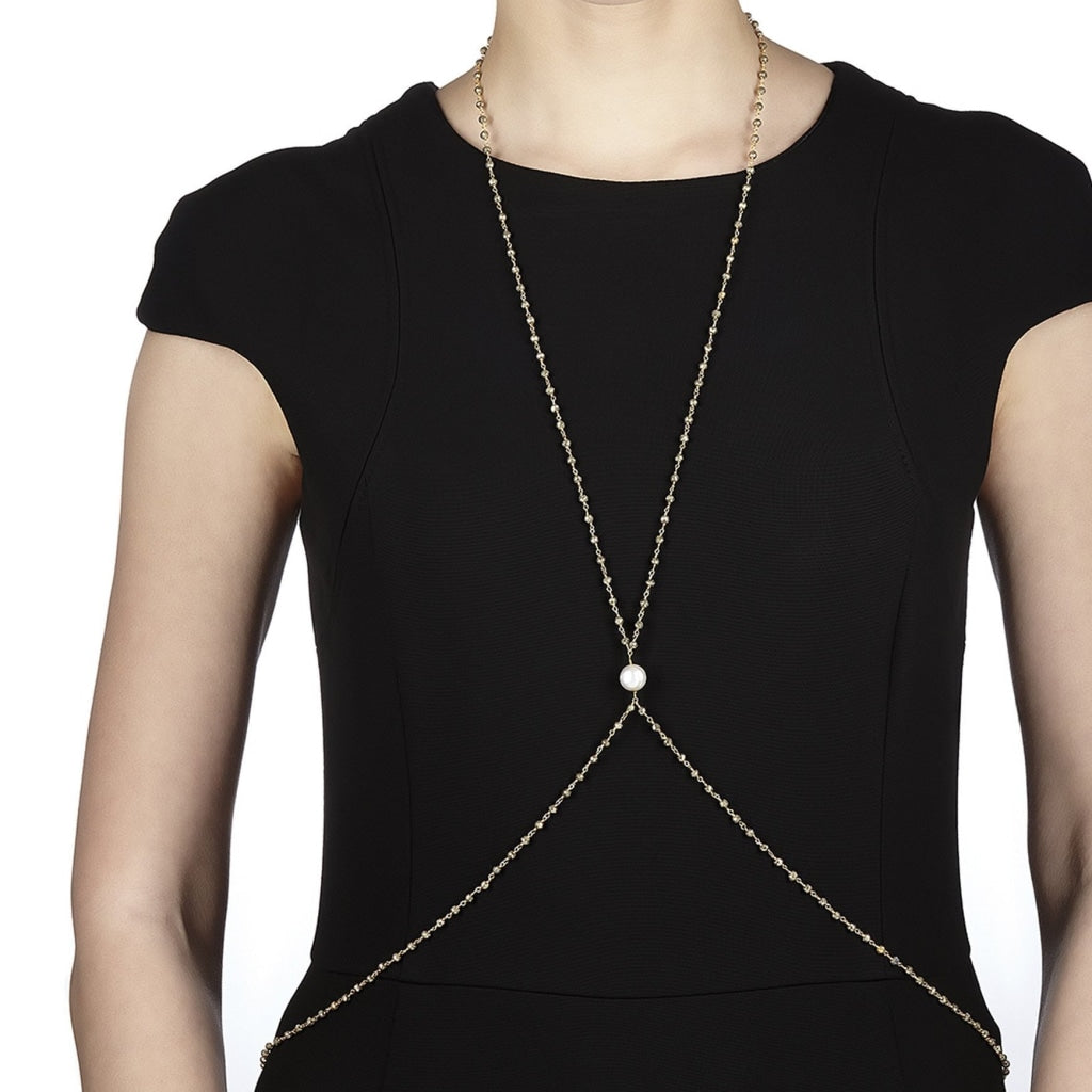 Corpus Extremis Body - Pyrite & White Pearl - Gold Plated Silver - Spirito Rosa | Βραβευμένα Κοσμήματα σε Απίστευτες Τιμές